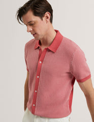 Men NOLIVA Textured Stitch Knitted Button-Through Shirt - Ted Baker