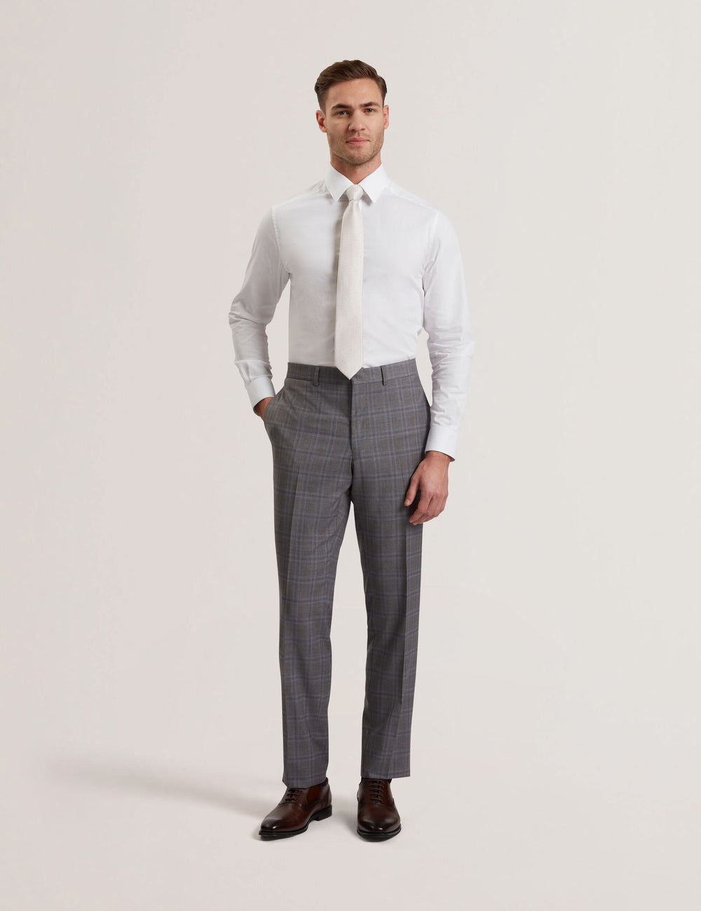 Men RONS - Windowpane Check Wool Suit Pants - Ted Baker