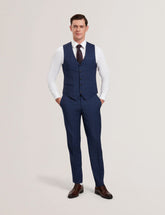 Men JAYALS - Slim Fit Navy Check Wool Suit Pants - Ted Baker