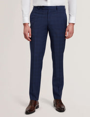 Men JAYALS - Slim Fit Navy Check Wool Suit Pants - Ted Baker