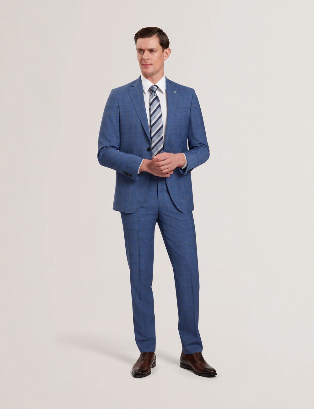 Men JAYADS - Slim Fit Blue Check Wool Suit Pants - Ted Baker