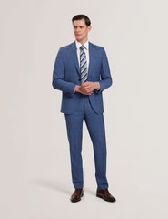 Men JAYADS - Slim Fit Blue Check Wool Suit Pants - Ted Baker