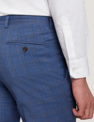 Men JAYADS - Slim Fit Blue Check Wool Suit Pants - Ted Baker