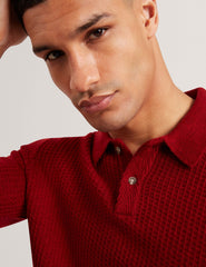 Men|Sale CAELUM Herringbone Texture Knit Short Sleeve Polo - Ted Baker