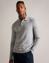 Men MORAR - Long Sleeve T Stitch Knitted Polo - Ted Baker