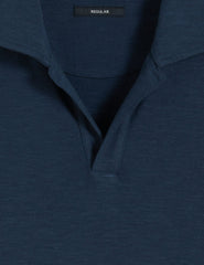 Men ANITO Open Neck Cotton Linen Polo Shirt - Ted Baker