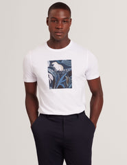 Men JUSTINOO - White Branded Box Print Graphic Cotton T-Shirt - Ted Baker