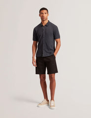 Men CONNYR Textured Knit Button-Through Polo Shirt in Navy - Ted Baker