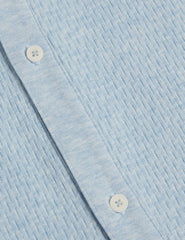Men CONNYR Textured Knit Button-Through Polo Shirt in Mid Blue - Ted Baker