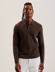 Men MORAR - Long Sleeve T Stitch Knitted Polo - Ted Baker
