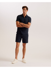 Men ZARKES - Ribbed Texture Zip Neck Cotton Polo Shirt - Ted Baker