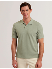 Men REDMAN - Textured Pure Cotton Knitted Polo Shirt - Ted Baker