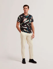 Men WILSDOR - Abstract Print Knitted Jersey T-Shirt - Ted Baker