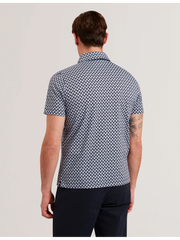 Men OUNSLO - Printed Zip Neck Cotton Polo Shirt - Ted Baker