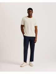 Men CURLYS Zig Zag Texture Knitted Cotton T-Shirt - Ted Baker