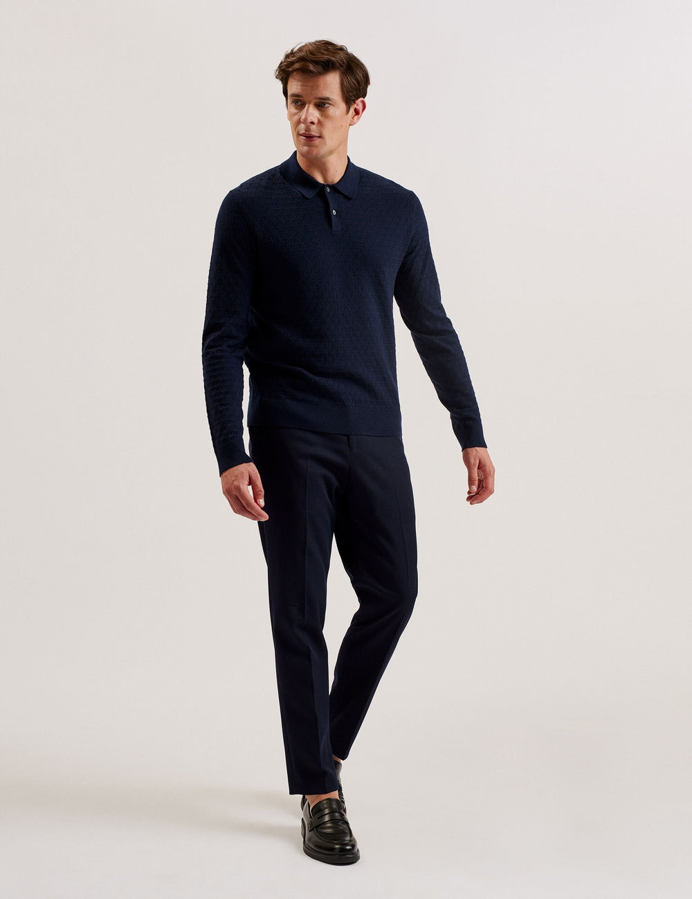 Men MORAR - T Knit Long Sleeve Polo Top - Ted Baker