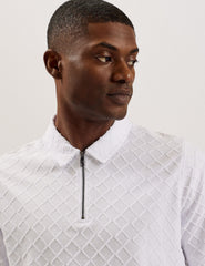 Men ANSOM - SS Reg Textured Towelling Zip Polo - Ted Baker