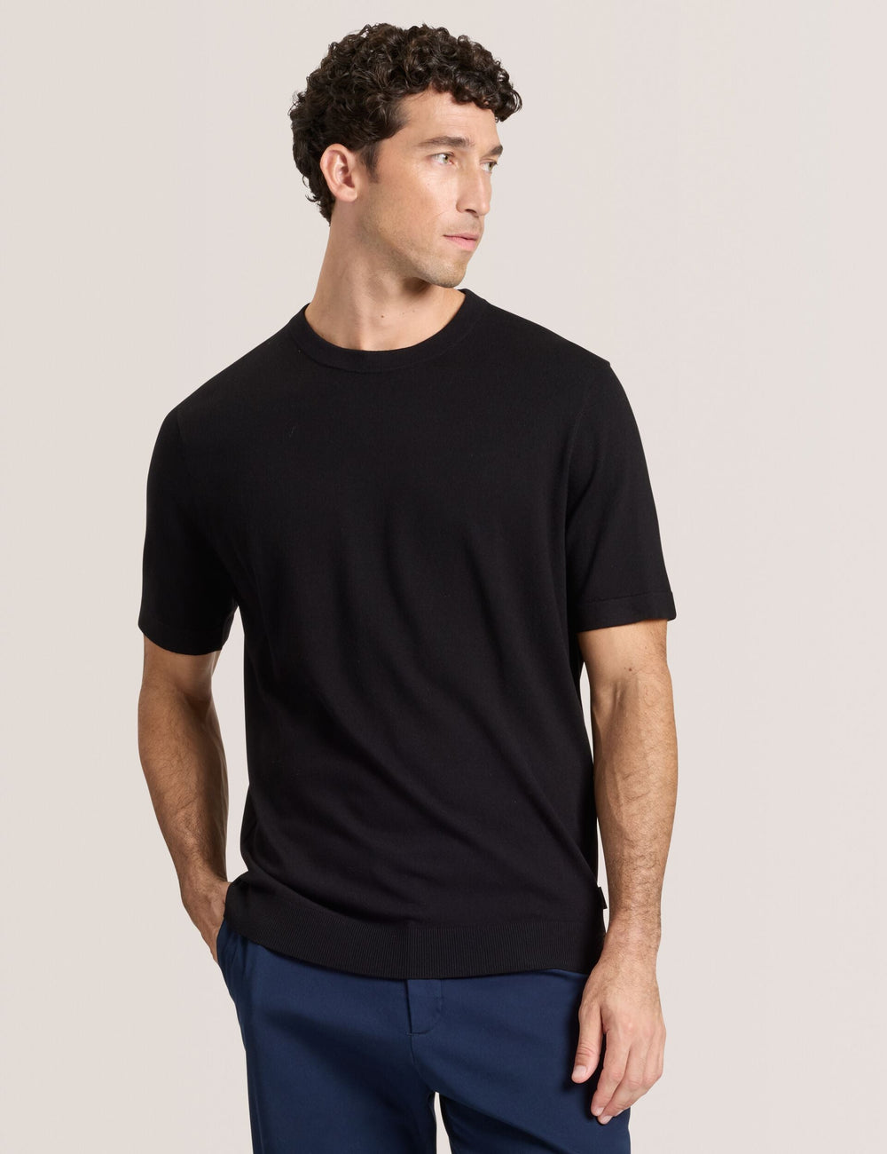 Men MODERN VISCOSE BLEND CREW - Black - Ted Baker