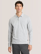 Men|Sale POPCORN STRIPE LONG SLEEVE POLO - Grey Heather - Ted Baker
