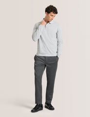 Men|Sale POPCORN STRIPE LONG SLEEVE POLO - Grey Heather - Ted Baker
