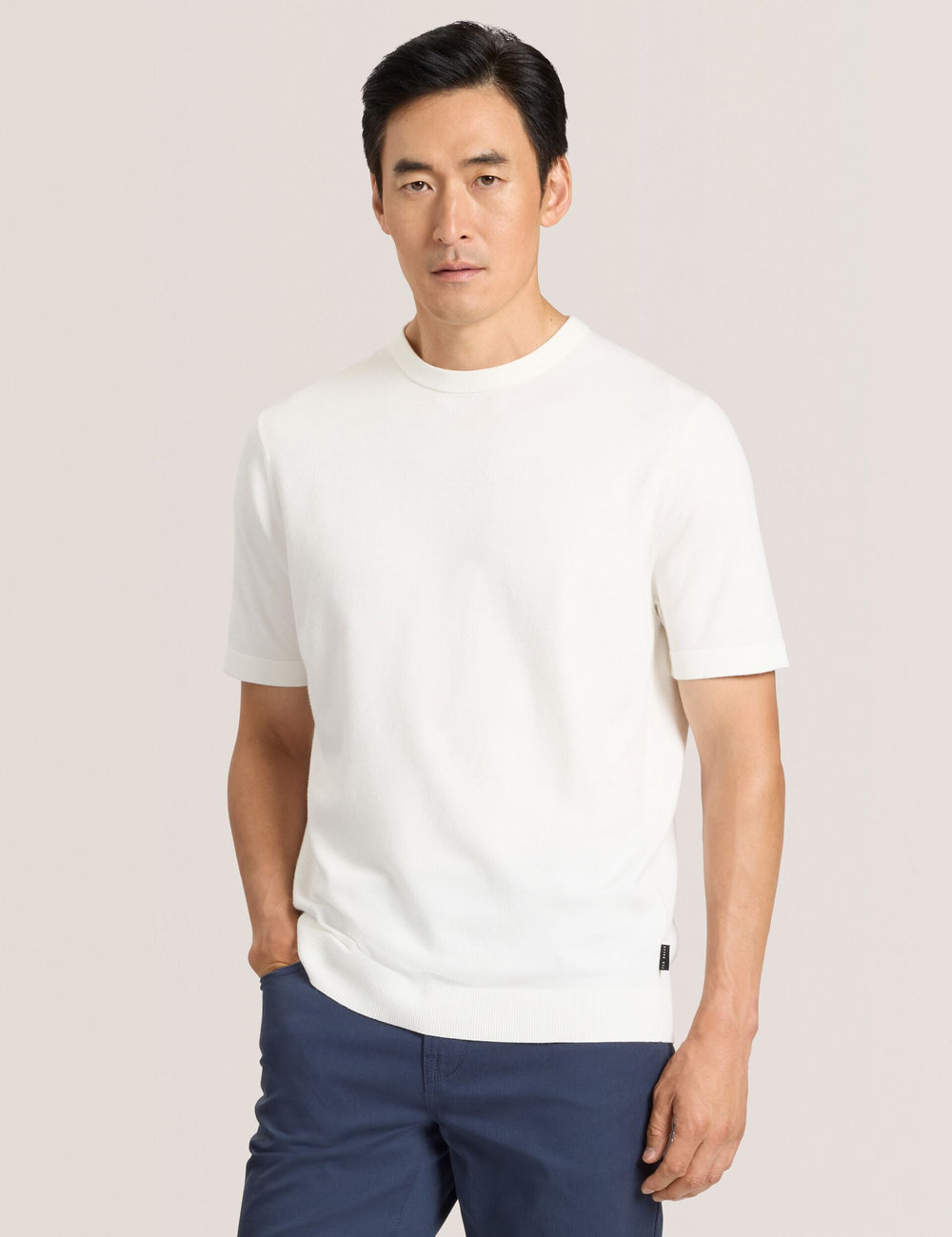 Men MODERN VISCOSE BLEND CREW - Egret - Ted Baker