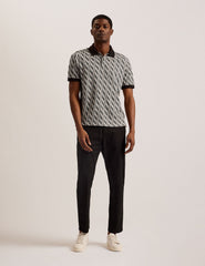 Men JACQUARD POLO - Brown - Ted Baker