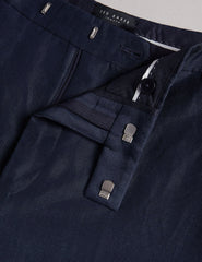 Men SLIM FIT WOOL LINEN TROUSER - Navy - Ted Baker