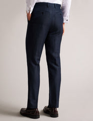 Men SLIM FIT WOOL LINEN TROUSER - Navy - Ted Baker