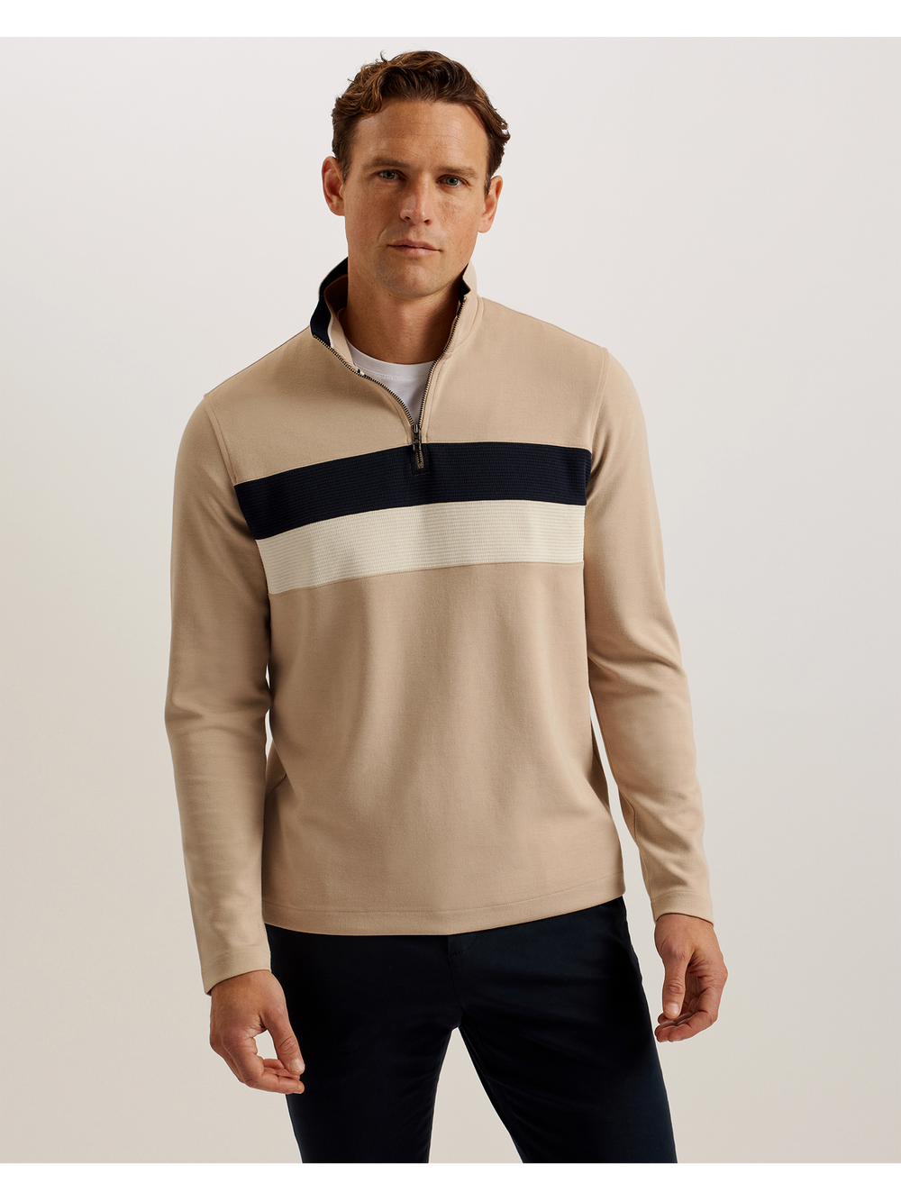 Men Veller - Long Sleeve Regular Fit Half Zip - Ted Baker