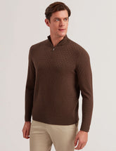 Men KURNLE - T Knit Half Zip Funnel Neck Jumper - Ted Baker