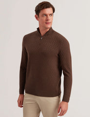 Men KURNLE - T Knit Half Zip Funnel Neck Jumper - Ted Baker