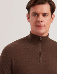 Men KURNLE - T Knit Half Zip Funnel Neck Jumper - Ted Baker