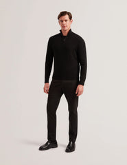 Men LIMEHAS Wool Quarter Zip Funnel Neck Sweater in Black - Ted Baker