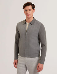 Men DEJO - Herringbone Wool Blend Zip Up Cardigan - Ted Baker