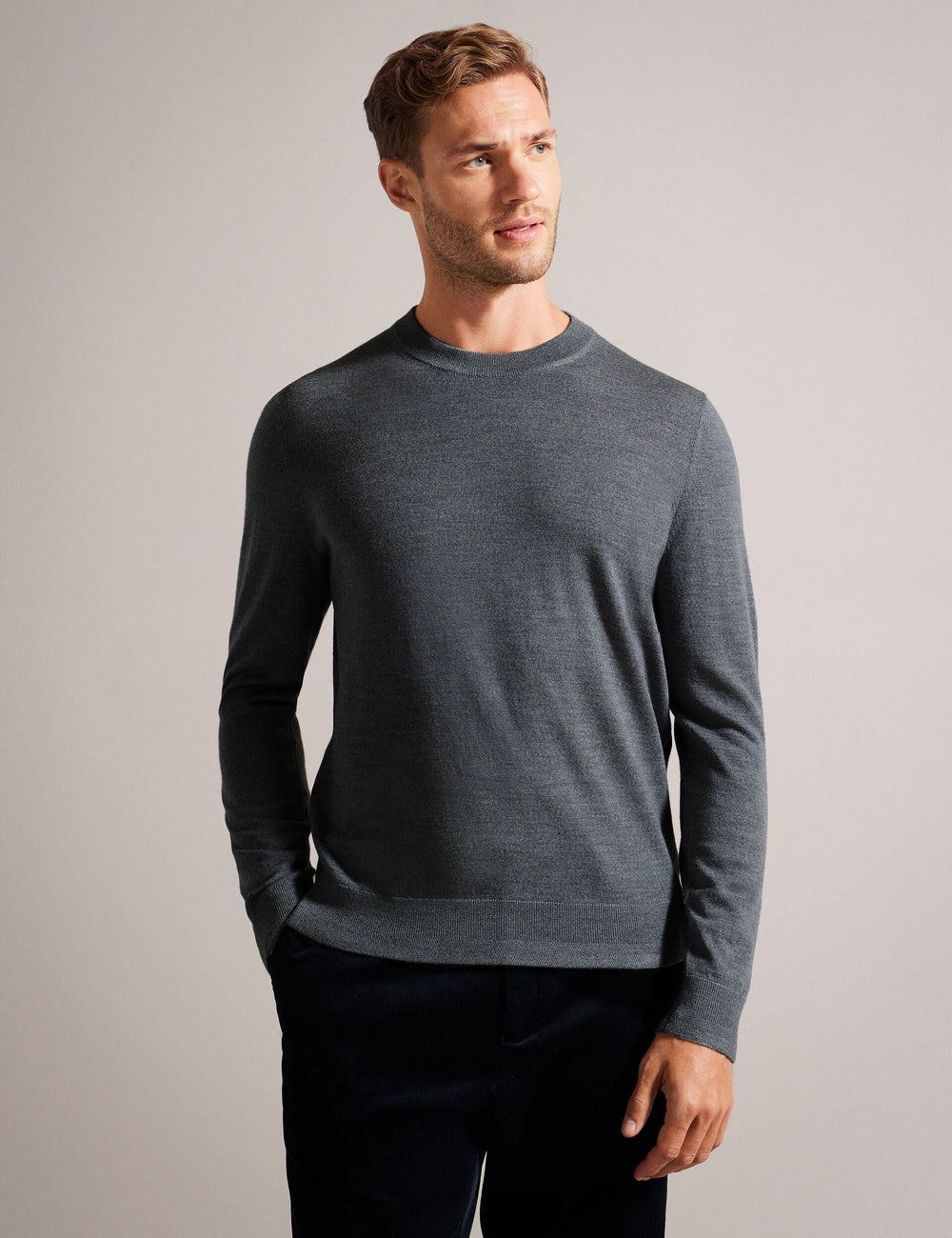 Men CARNBY - Pure Wool Crew Neck Jumper - Ted Baker