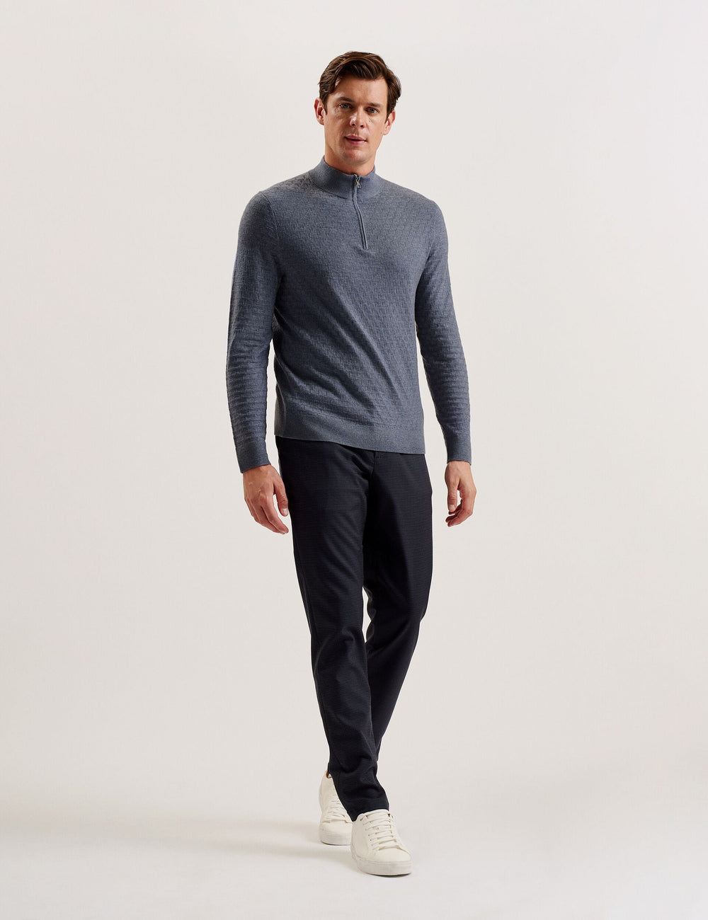 Men KURNLE - T Knit Half Zip Funnel Neck Jumper - Ted Baker
