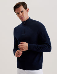 Men KURNLE - T Knit Half Zip Funnel Neck Jumper - Ted Baker