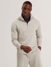 Men DOUGLES Cable Texture Zip-Neck Sweatshirt - Ted Baker