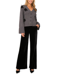 Women|Sale LACHLAN - V-Neck Cardigan with Mesh 3D Rose - Ted Baker
