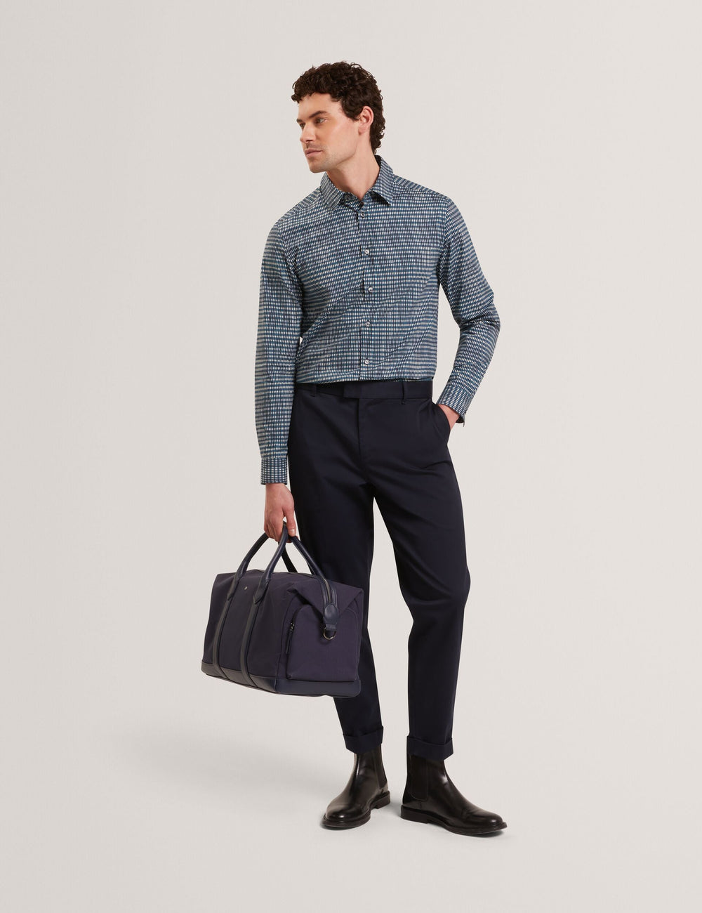Men HUAYNA Blurred Check Cotton Long Sleeve Shirt - Ted Baker