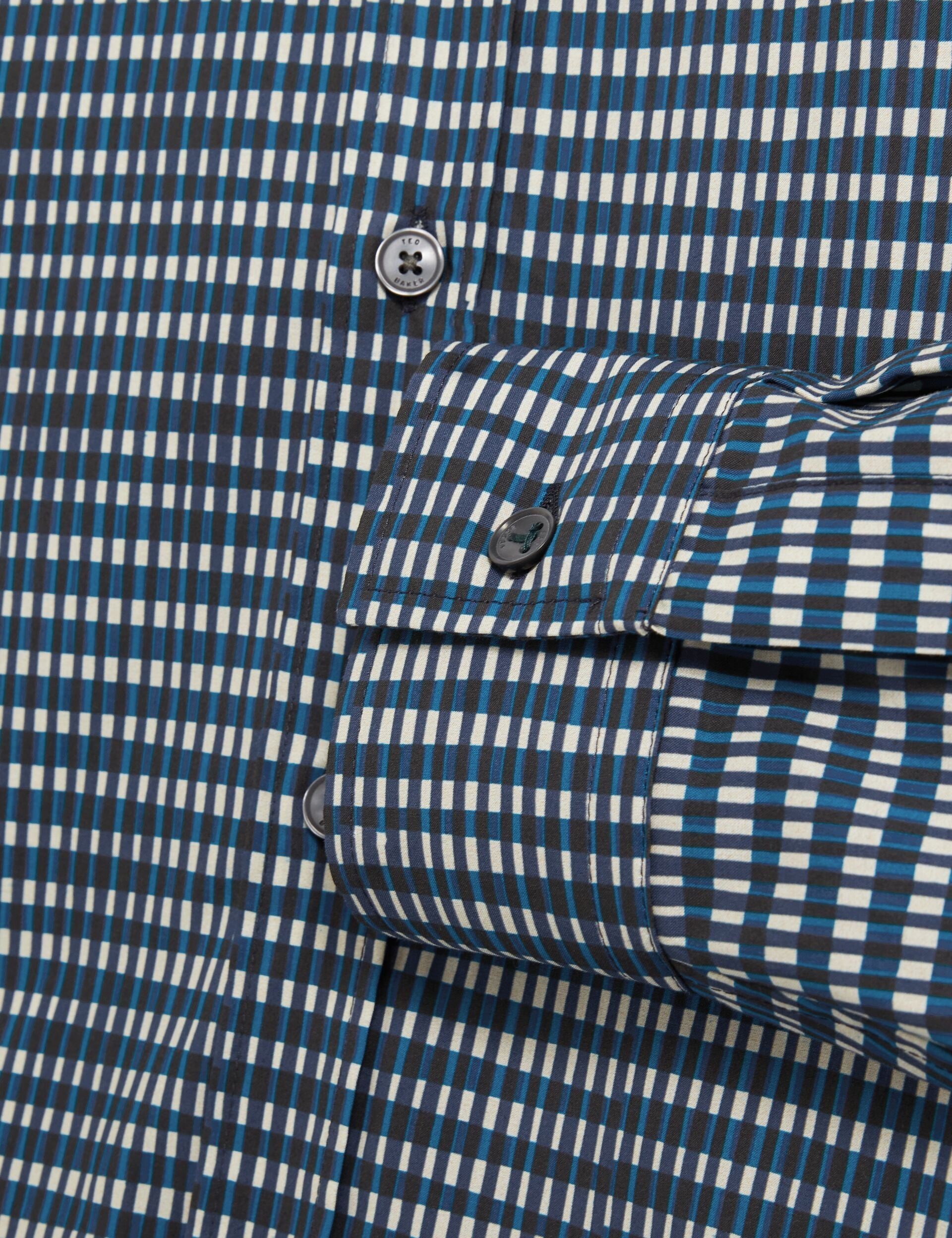 Men HUAYNA Blurred Check Cotton Long Sleeve Shirt - Ted Baker