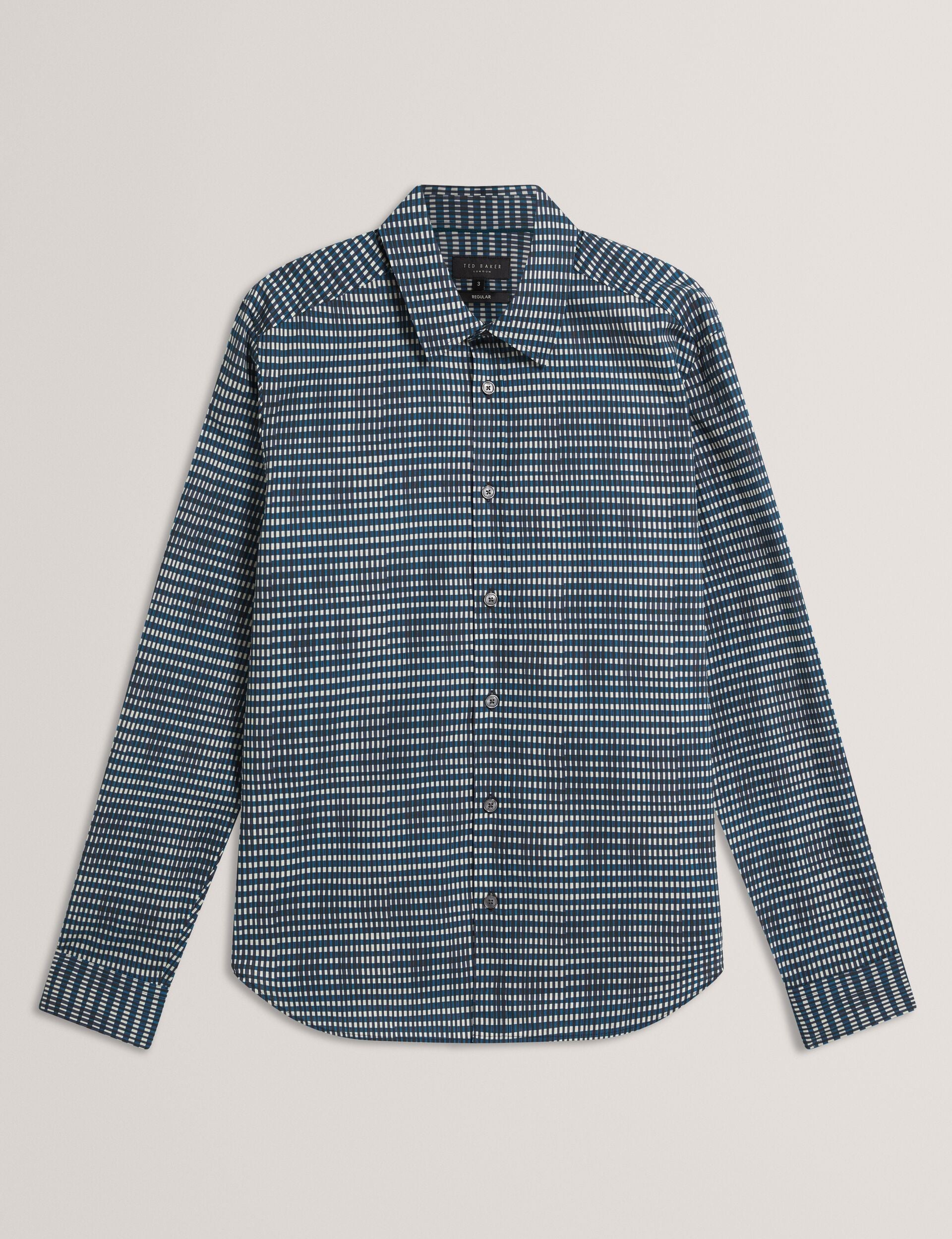 Men HUAYNA Blurred Check Cotton Long Sleeve Shirt - Ted Baker