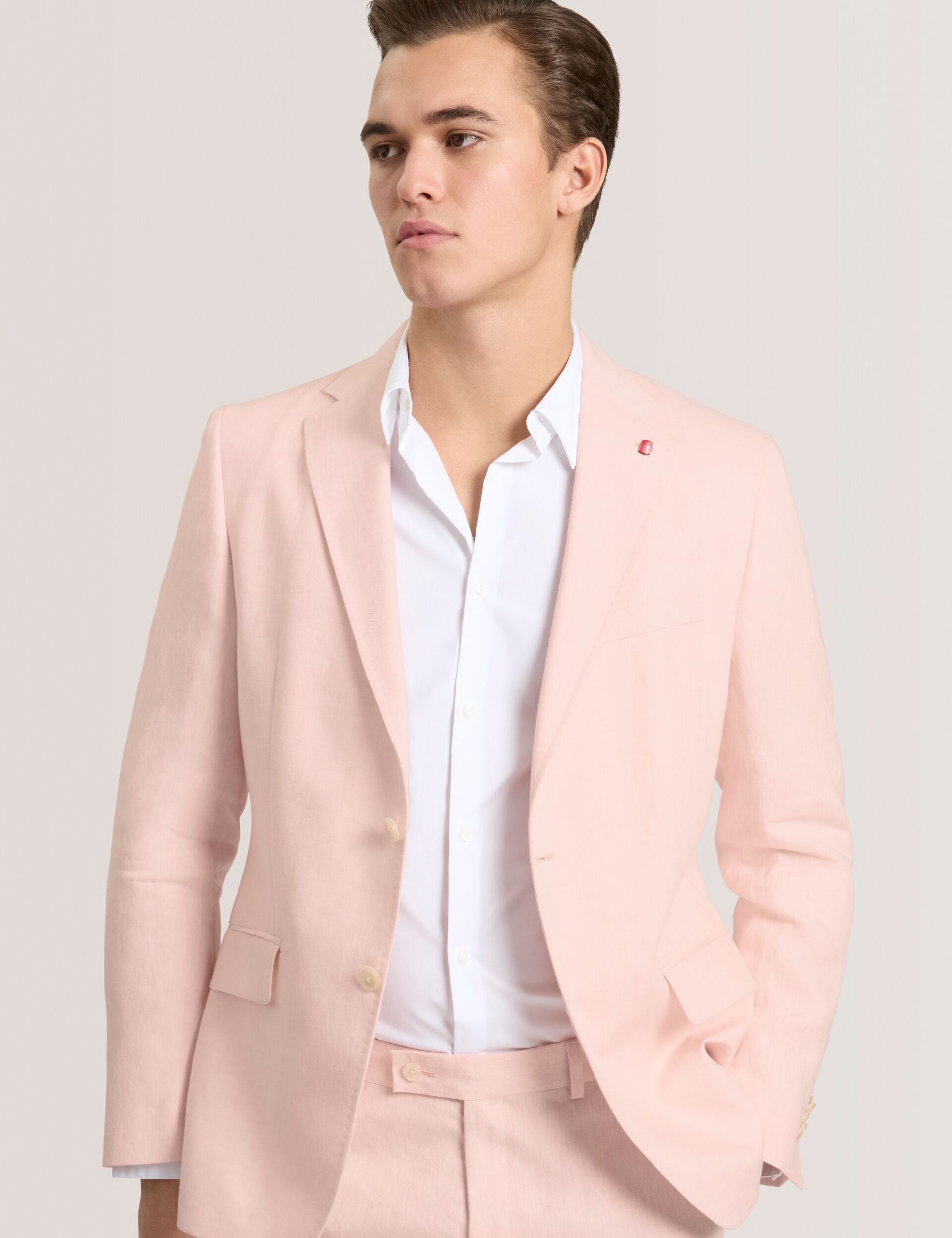 Men WINFRED - Single Breasted Two Button Notch Flat Front Linen Suit Jacket - Ted Baker