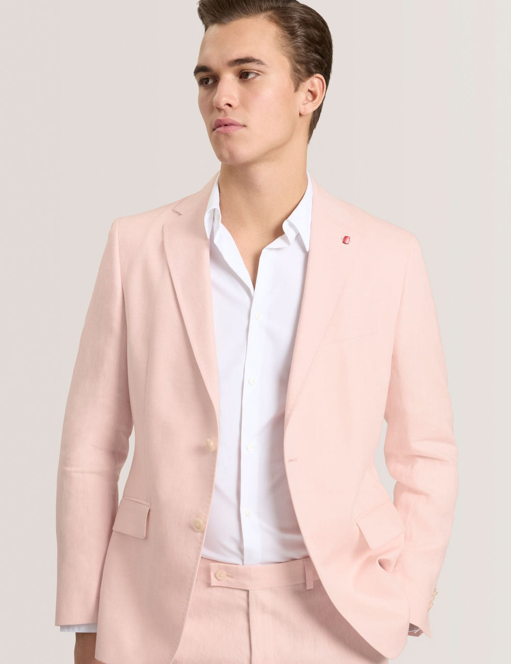 Men WINFRED - Single Breasted Two Button Notch Flat Front Linen Suit Jacket - Ted Baker