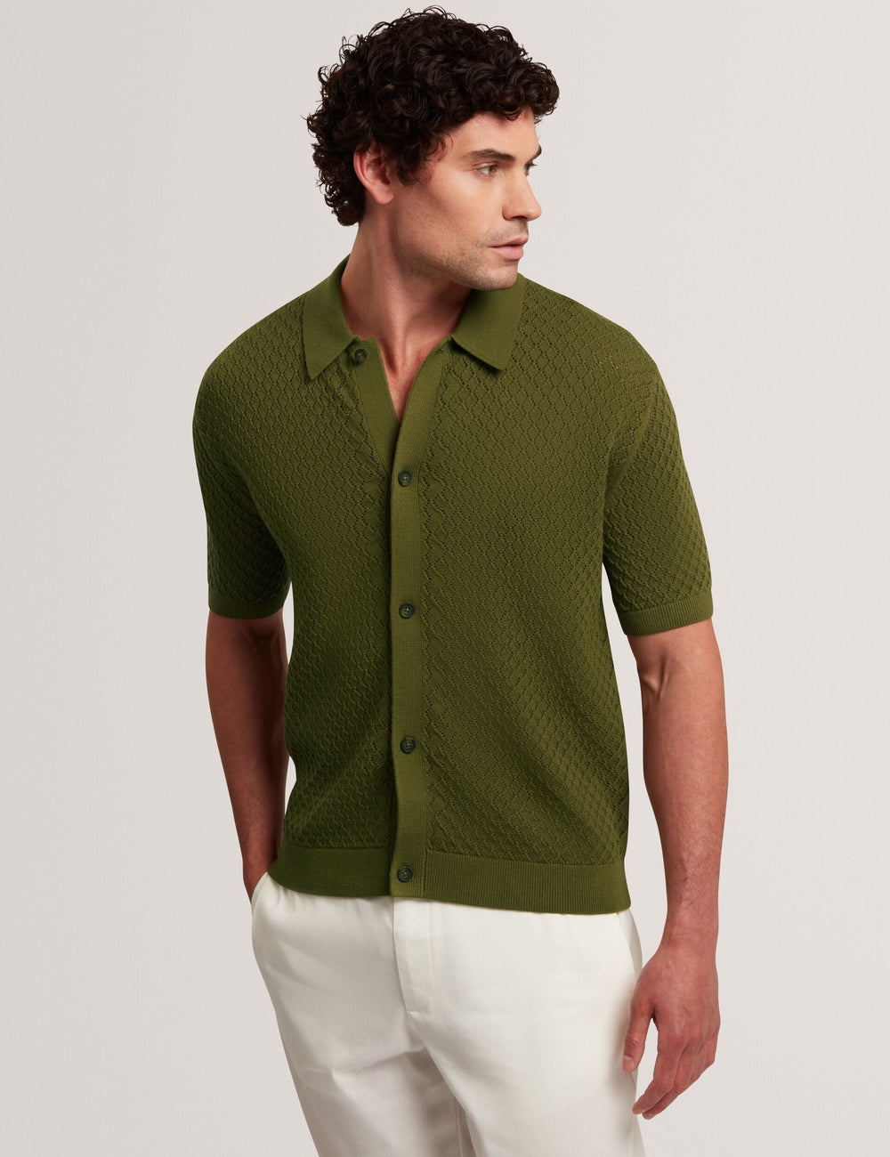 Men DOMATI Diamond Crochet Knit Short Sleeve Shirt - Ted Baker