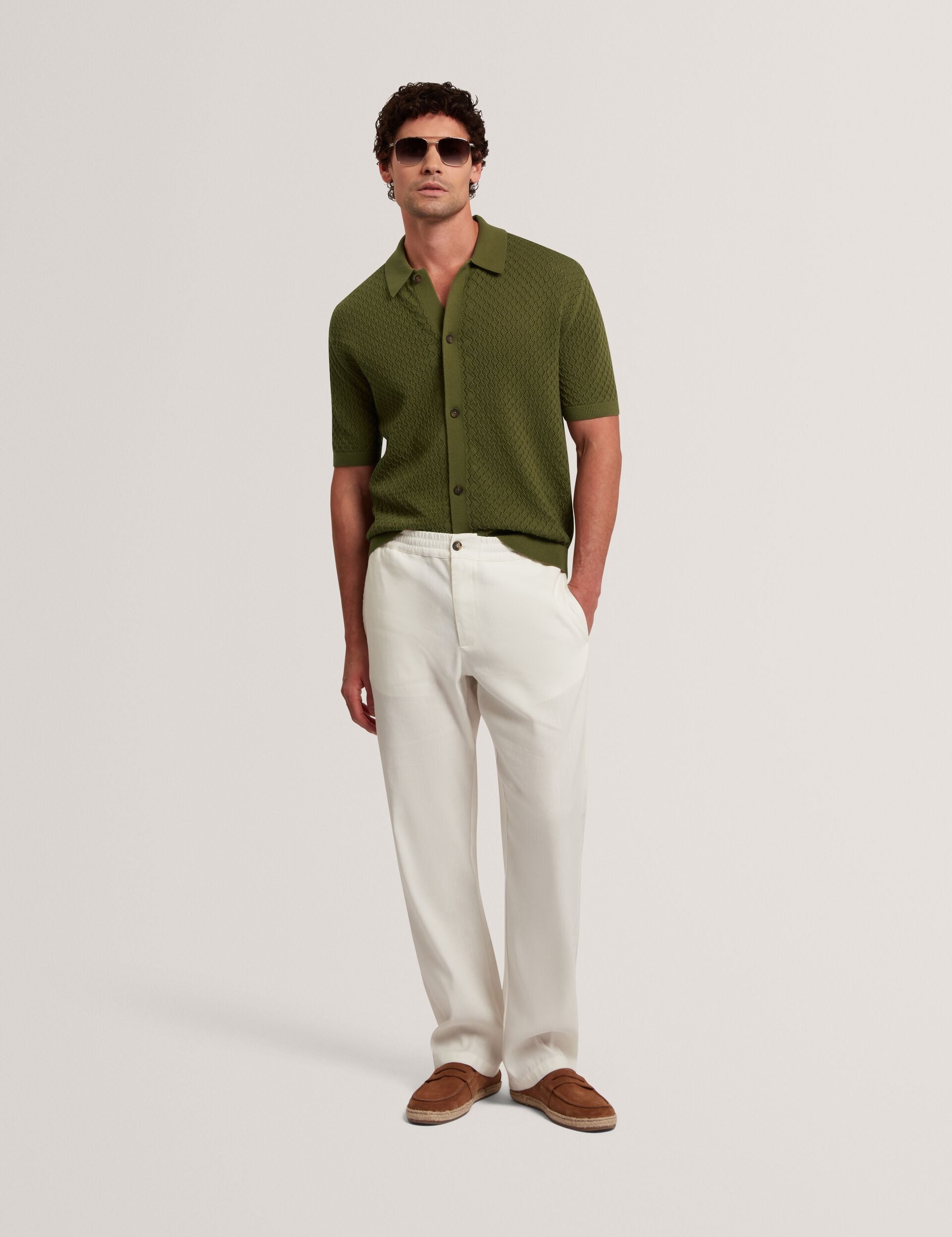 Men DOMATI Diamond Crochet Knit Short Sleeve Shirt - Ted Baker