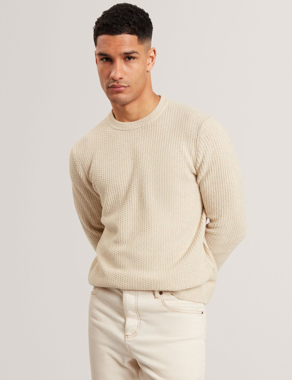Men|Sale LEOCADI Herringbone Trim Textured Knit Sweater - Ted Baker