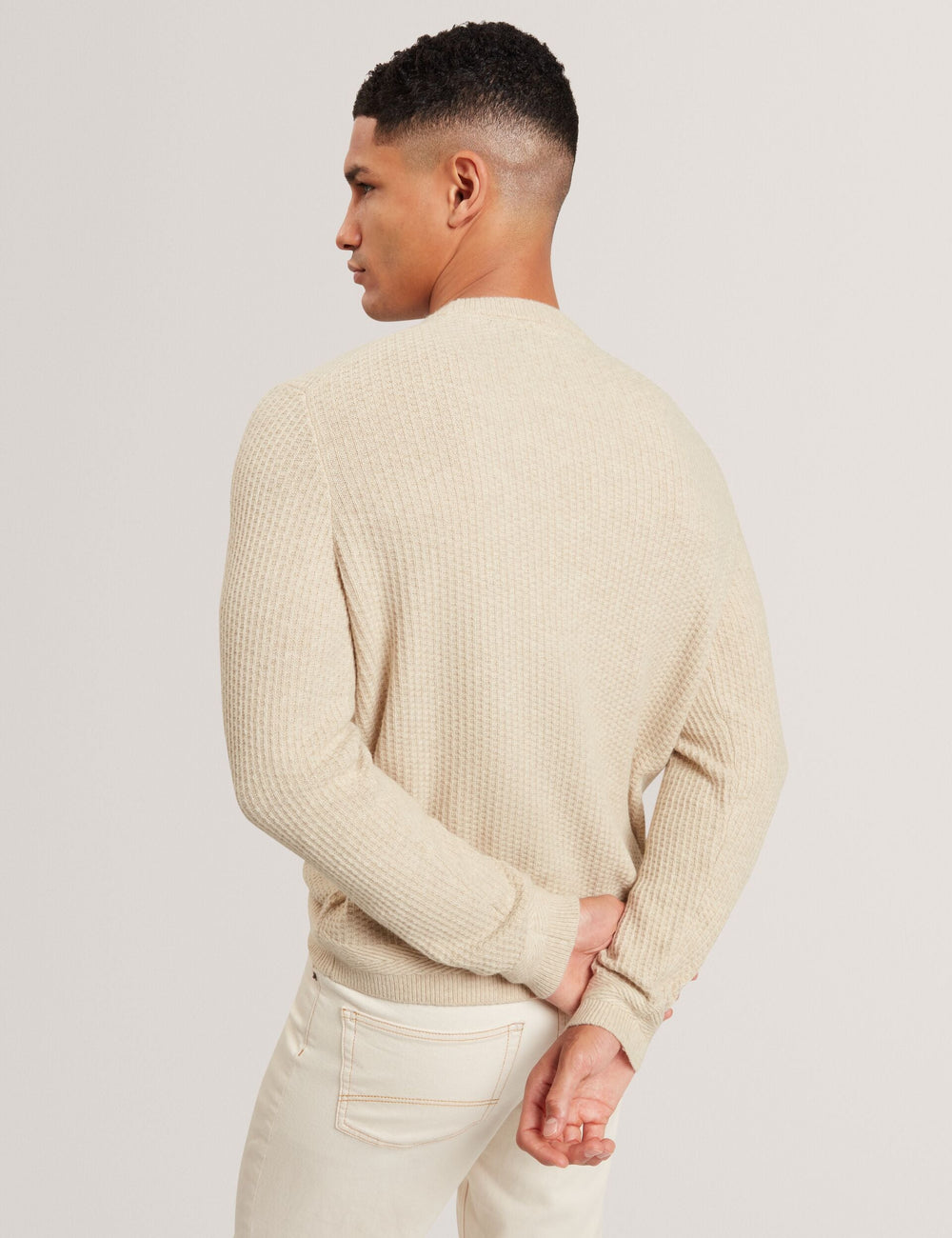 Men|Sale LEOCADI Herringbone Trim Textured Knit Sweater - Ted Baker