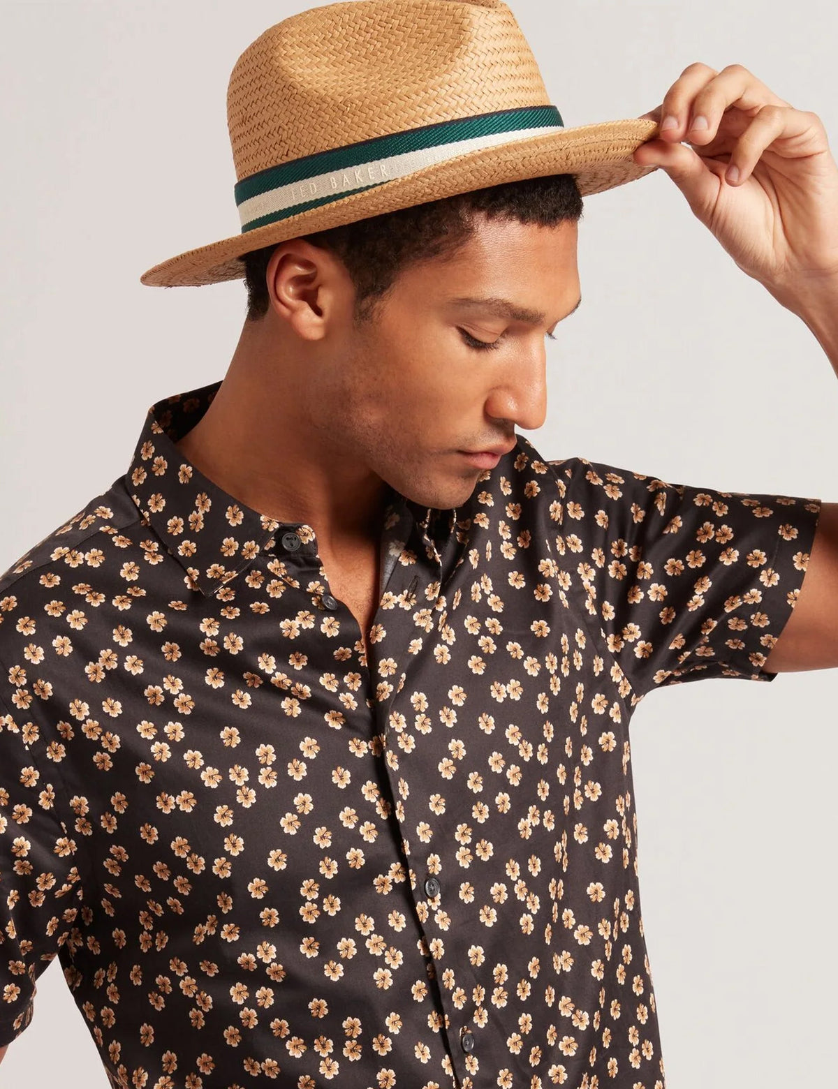 Men ADRIENS - Straw Panama Webbing Detail Hat - Ted Baker