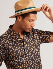 Men ADRIENS - Straw Panama Webbing Detail Hat - Ted Baker